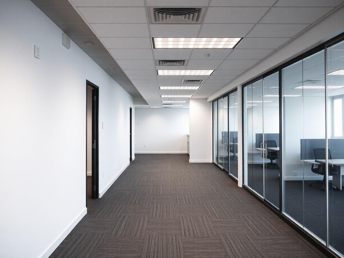 Repainted commercial office interior with neutral walls